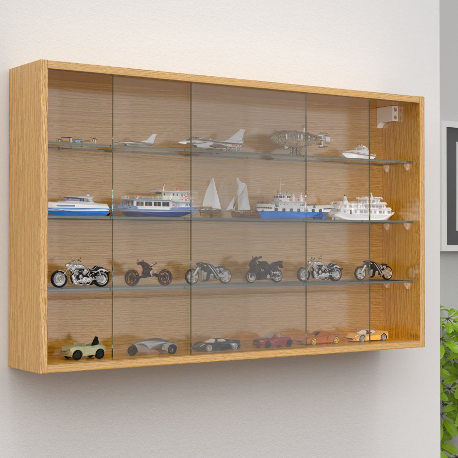 VCM NORDIC Drivalo XL Hängeschrank, m. 2 Schiebetüren und 3 Einlegeböden - Glas und Naturholz