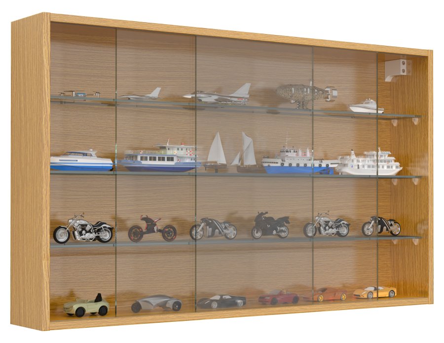 VCM NORDIC Drivalo XL Hängeschrank, m. 2 Schiebetüren und 3 Einlegeböden - Glas und Naturholz
