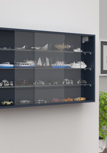 VCM NORDIC Drivalo XL Hängeschrank, m. 2 Schiebetüren und 3 Einlegeböden – Glas und anthrazitgraues Holz