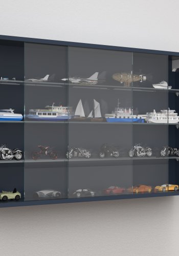 VCM NORDIC Drivalo XL Hängeschrank, m. 2 Schiebetüren und 3 Einlegeböden – Glas und anthrazitgraues Holz