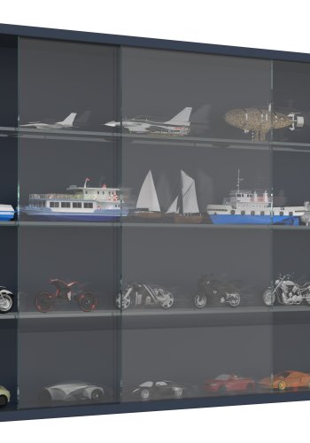 VCM NORDIC Drivalo XL Hängeschrank, m. 2 Schiebetüren und 3 Einlegeböden – Glas und anthrazitgraues Holz