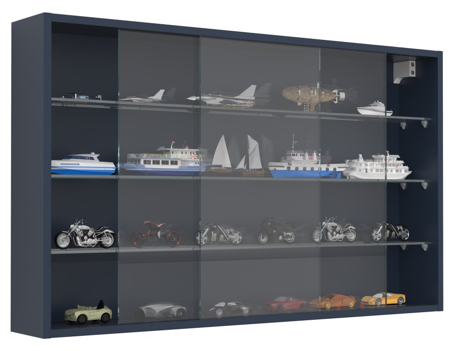 VCM NORDIC Drivalo XL Hängeschrank, m. 2 Schiebetüren und 3 Einlegeböden – Glas und anthrazitgraues Holz