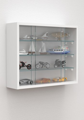 VCM NORDIC Drivalo S Hngeschrank, m. 2 Schiebetren und 3 Einlegebden  Glas und weies Holz