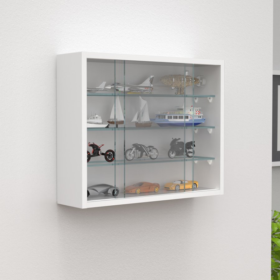 VCM NORDIC Drivalo S Hngeschrank, m. 2 Schiebetren und 3 Einlegebden  Glas und weies Holz