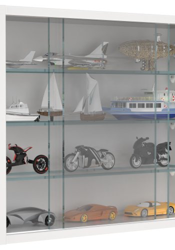 VCM NORDIC Drivalo S Hngeschrank, m. 2 Schiebetren und 3 Einlegebden  Glas und weies Holz