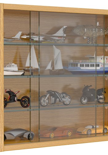 VCM NORDIC Drivalo S Hängeschrank, m. 2 Schiebetüren und 3 Einlegeböden – Glas und Naturholz