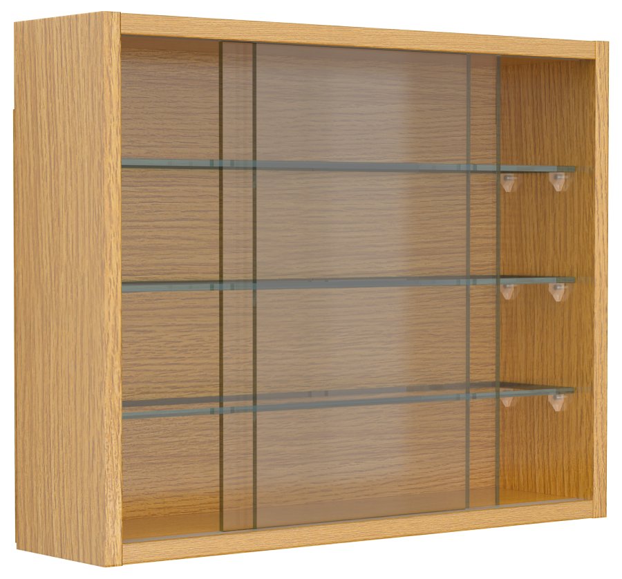 VCM NORDIC Drivalo S Hängeschrank, m. 2 Schiebetüren und 3 Einlegeböden – Glas und Naturholz