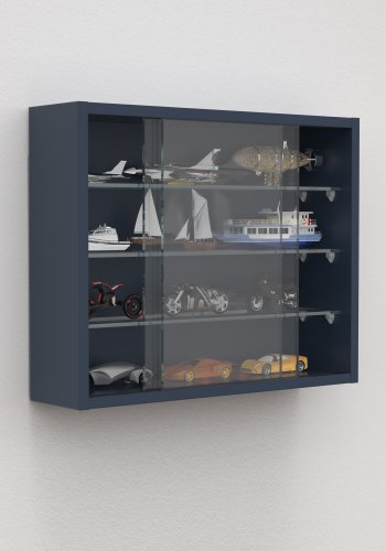 VCM NORDIC Drivalo S Wandschrank, mit 2 Schiebetüren und 3 Einlegeböden - Glas und anthrazitgraues Holz