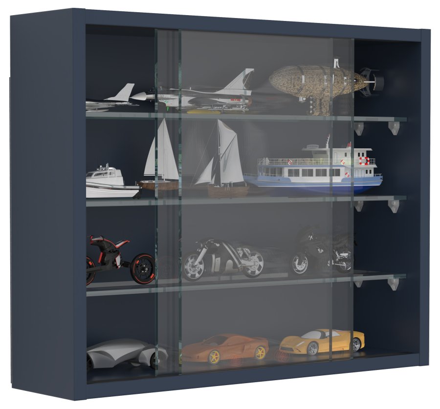 VCM NORDIC Drivalo S Wandschrank, mit 2 Schiebetüren und 3 Einlegeböden - Glas und anthrazitgraues Holz