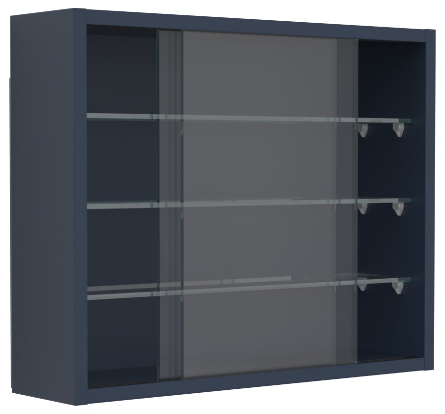 VCM NORDIC Drivalo S Wandschrank, mit 2 Schiebetüren und 3 Einlegeböden - Glas und anthrazitgraues Holz