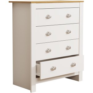 VCM NORDIC Balusa XL kommode, m. 4 skuffer - hvid/natur tr