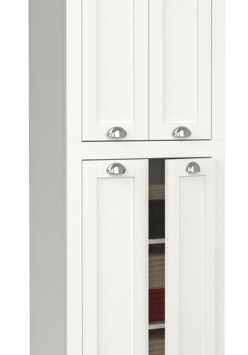 VCM NORDIC Balusa Badezimmerschrank, m. 4 Türen und Einlegeböden - Weiß/Naturholz