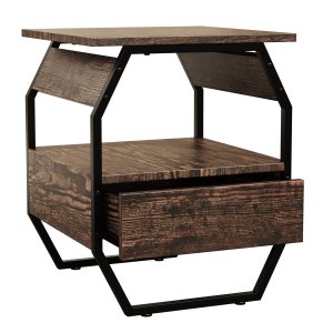 VCM NORDIC Aulari S sidobord, w. 1 ppet utrymme och 1 lda - naturligt tr och svart stl (40x40)