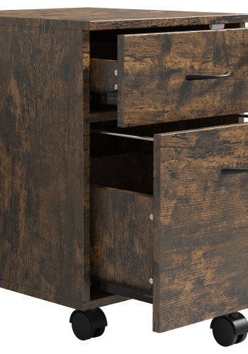 VCM NORDIC Aktenschrank Baula M, abschließbar, mit 1 Hängeregistraturschublade, 1 Schublade und Rollen - Holz natur