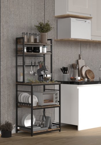 VCM NORDIC Kolari kjkkenhylle, m. hyller - naturlig tre og svart jern