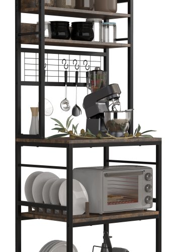 VCM NORDIC Kolari kjkkenhylle, m. hyller - naturlig tre og svart jern