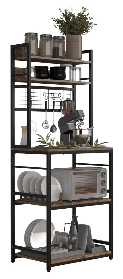 VCM NORDIC Kolari kjkkenhylle, m. hyller - naturlig tre og svart jern