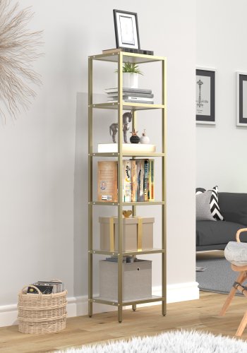 VCM NORDIC Vinali M bokhylle, m. 4 hyller - hvit melamin og gulljern