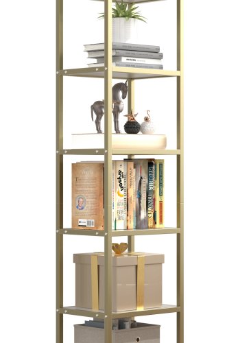 VCM NORDIC Vinali M bokhylle, m. 4 hyller - hvit melamin og gulljern