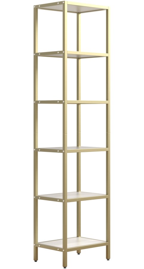 VCM NORDIC Vinali M bokhylle, m. 4 hyller - hvit melamin og gulljern