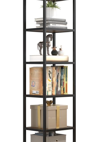 VCM NORDIC Vinali M bokhylle, m. 4 hyller - brun melamin og svart jern