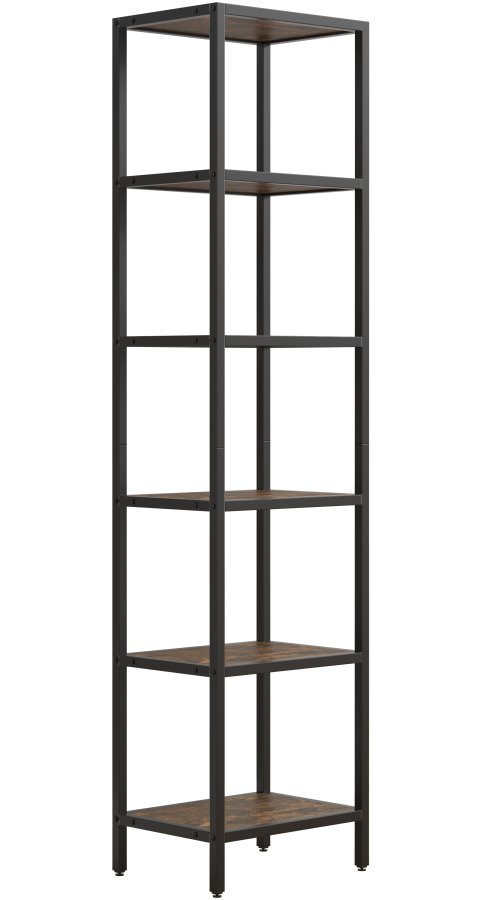 VCM NORDIC Vinali M bokhylle, m. 4 hyller - brun melamin og svart jern