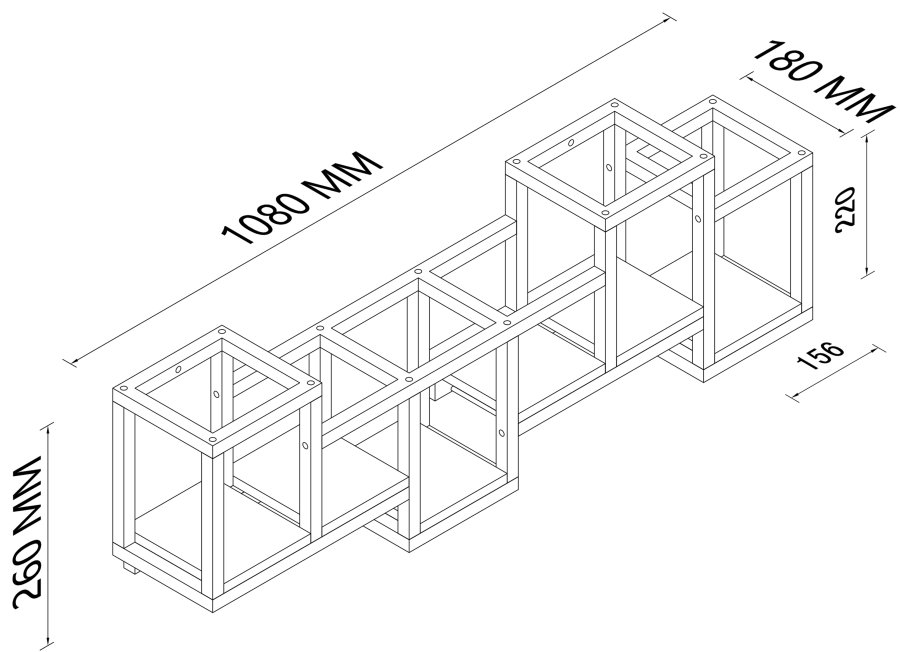 VCM NORDIC Kolari M Küchenregal - Naturholz und schwarzes Eisen