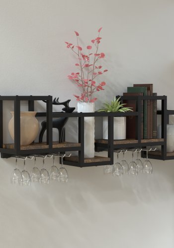 VCM NORDIC Kolari M Küchenregal - Naturholz und schwarzes Eisen