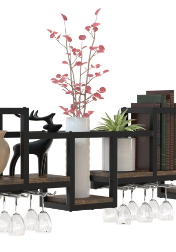 VCM NORDIC Kolari M Küchenregal - Naturholz und schwarzes Eisen