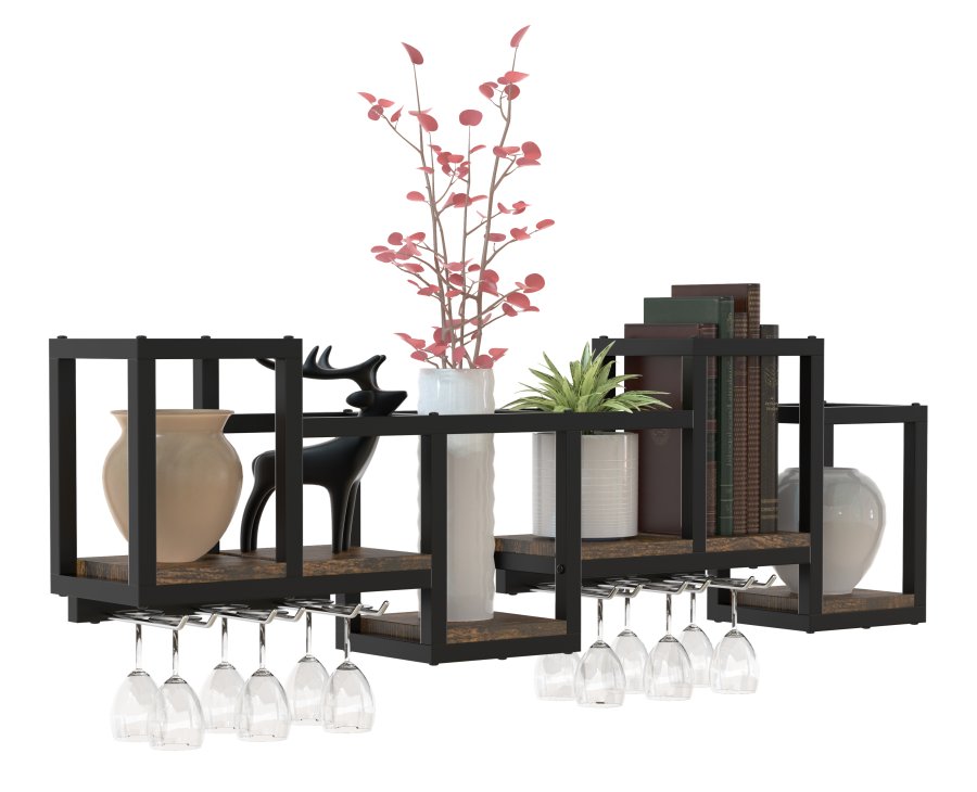 VCM NORDIC Kolari M Küchenregal - Naturholz und schwarzes Eisen