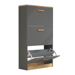 VCM NORDIC Halom M skoskab, m. 3 lger - antracitgr/natur tr