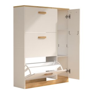 VCM NORDIC Halom L skoskab, m. 4 lger - hvid/natur tr