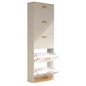 VCM NORDIC Halom XL skoskab, m. 5 lger - hvid/natur tr