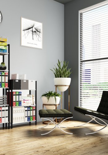 VCM NORDIC Flakos Büroregal, m. 3 Böden - weiß Holz und Metall