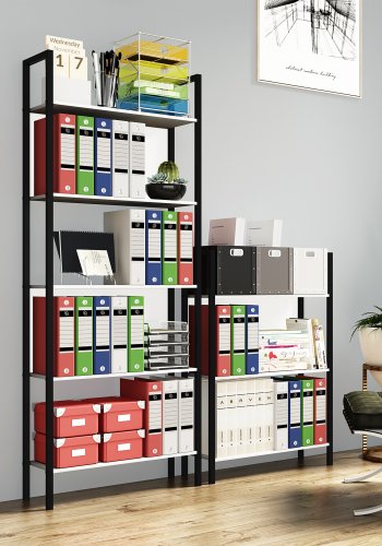 VCM NORDIC Flakos Büroregal, m. 3 Böden - weiß Holz und Metall