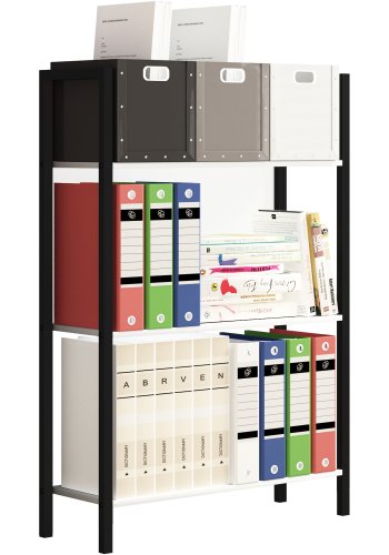 VCM NORDIC Flakos Büroregal, m. 3 Böden - weiß Holz und Metall