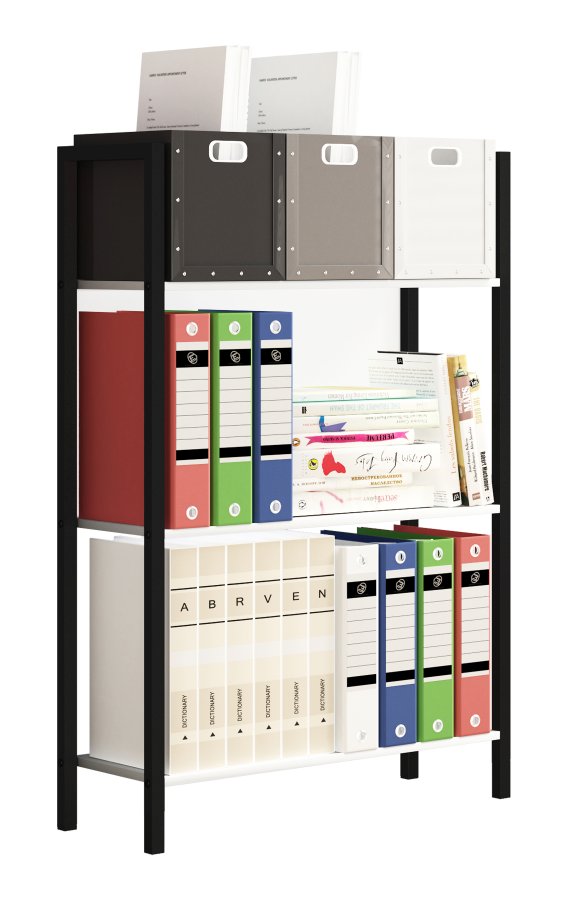 VCM NORDIC Flakos Büroregal, m. 3 Böden - weiß Holz und Metall