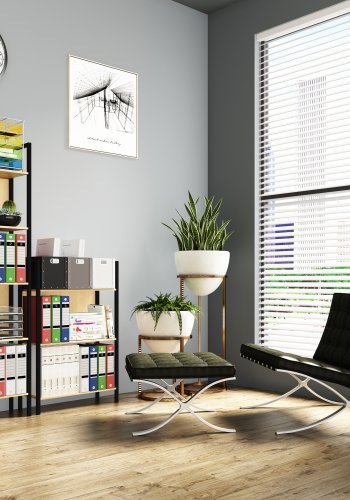 VCM NORDIC Flakos Büroregal, m. 3 Böden - Naturholz und Metall