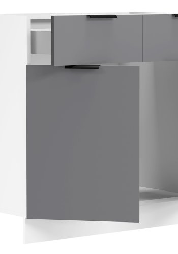 VCM NORDIC Fasola Küchenunterschrank, m. 2 Türen, 1 Schublade, 1 Einlegeboden - Holz anthrazitgrau/weiß (B:80)