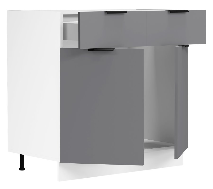 VCM NORDIC Fasola Küchenunterschrank, m. 2 Türen, 1 Schublade, 1 Einlegeboden - Holz anthrazitgrau/weiß (B:80)