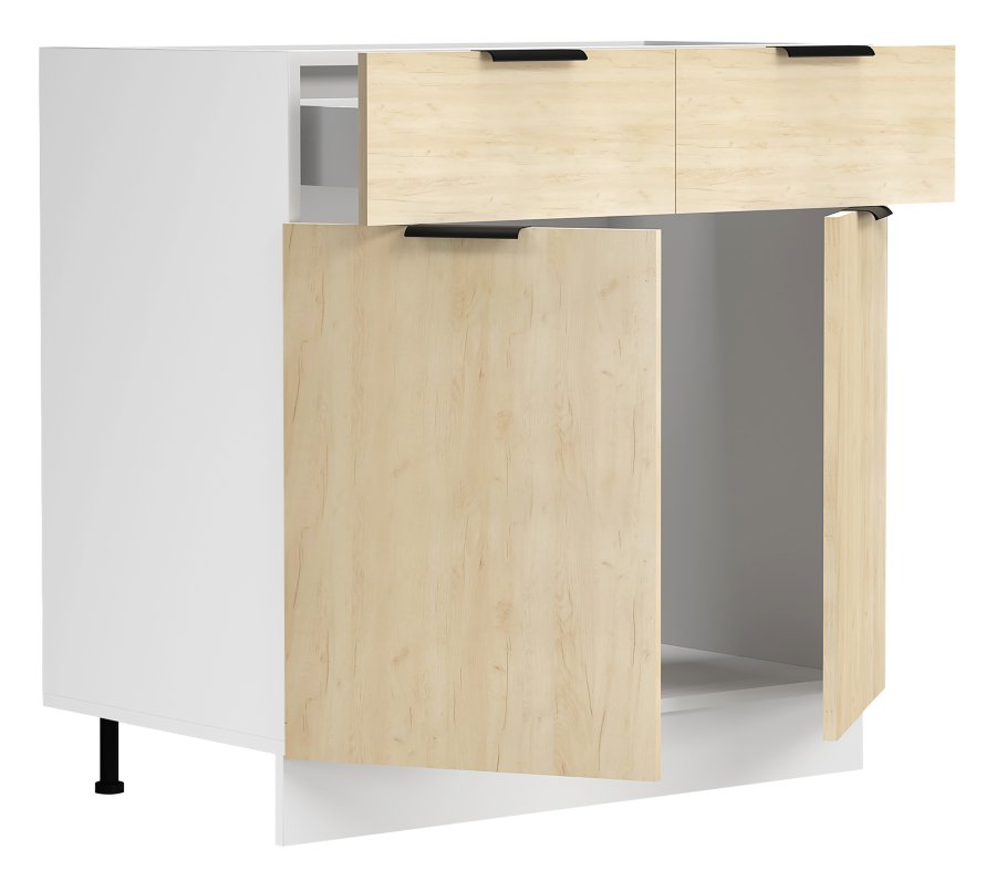 VCM NORDIC Fasola Küchenunterschrank, m. 2 Türen, 1 Schublade, 1 Einlegeboden - Holz natur/weiß (B:80)