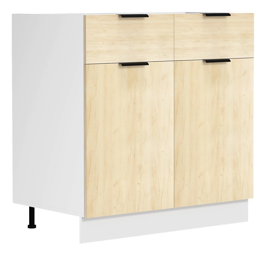 VCM NORDIC Fasola Küchenunterschrank, m. 2 Türen, 1 Schublade, 1 Einlegeboden - Holz natur/weiß (B:80)