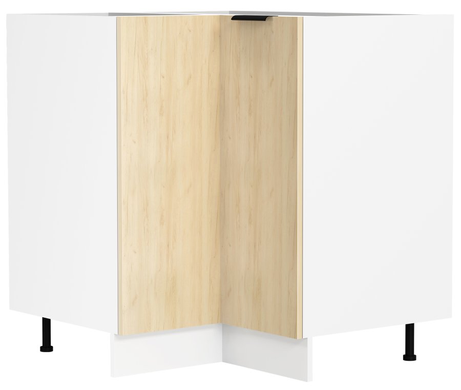 VCM NORDIC Fasola Küchen-Eckunterschrank, m. 1 Tür, 1 Einlegeboden - Holz natur/weiß
