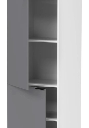 VCM NORDIC Fasola Küchen-Hochschrank, mit 3 Türen und 4 Einlegeböden - Holz anthrazitgrau/weiß (B:60)