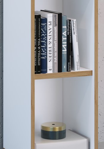 VCM NORDIC Salia B30 Büroregal, mit 1 verstellbaren Boden - Weiß und Naturholz