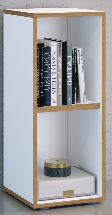 VCM NORDIC Salia B30 Büroregal, mit 1 verstellbaren Boden - Weiß und Naturholz