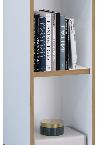 VCM NORDIC Salia B30 Büroregal, mit 1 verstellbaren Boden - Weiß und Naturholz