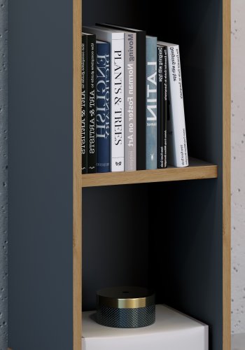 VCM NORDIC Salia B30 kontorbokhylle, m. 1 justerbar hylle - antrasittgr og naturlig tre