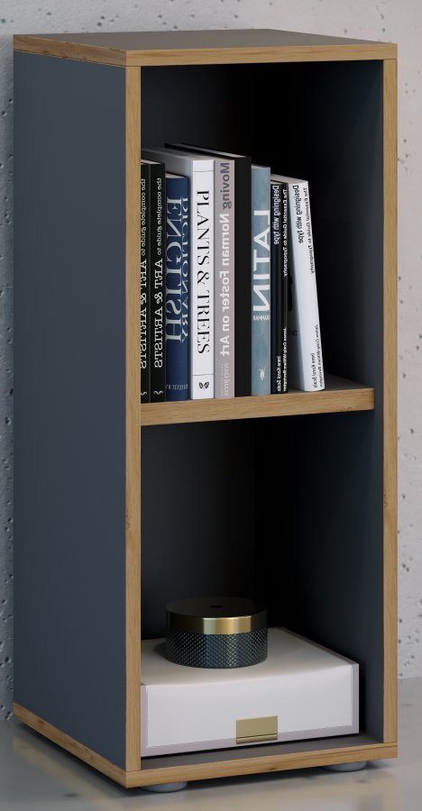 VCM NORDIC Salia B30 kontorbokhylle, m. 1 justerbar hylle - antrasittgr og naturlig tre