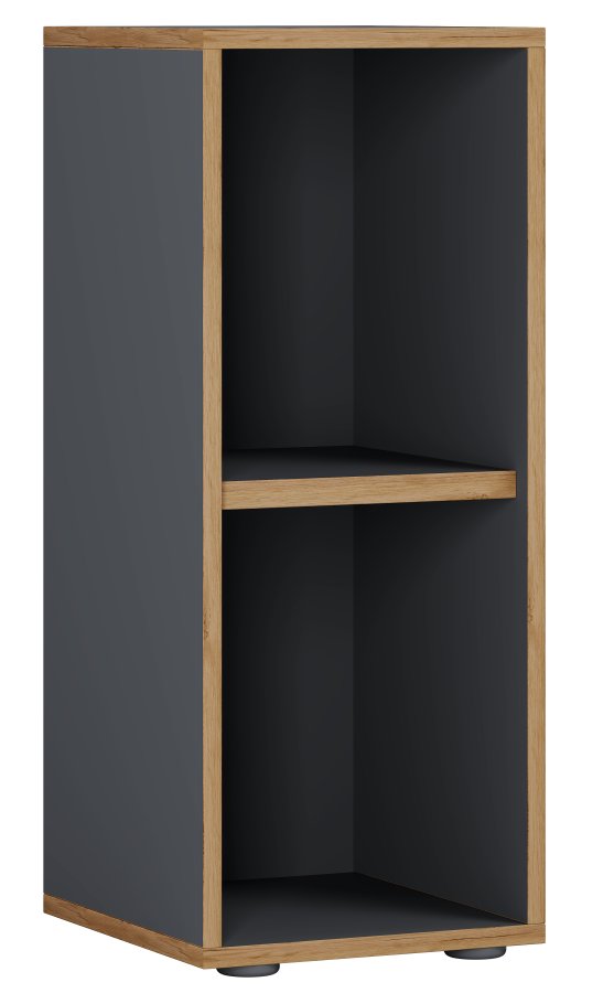 VCM NORDIC Salia B30 kontorbokhylle, m. 1 justerbar hylle - antrasittgr og naturlig tre